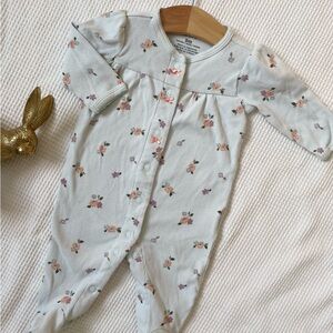 Carter's Floral Print Footie - White and Pink